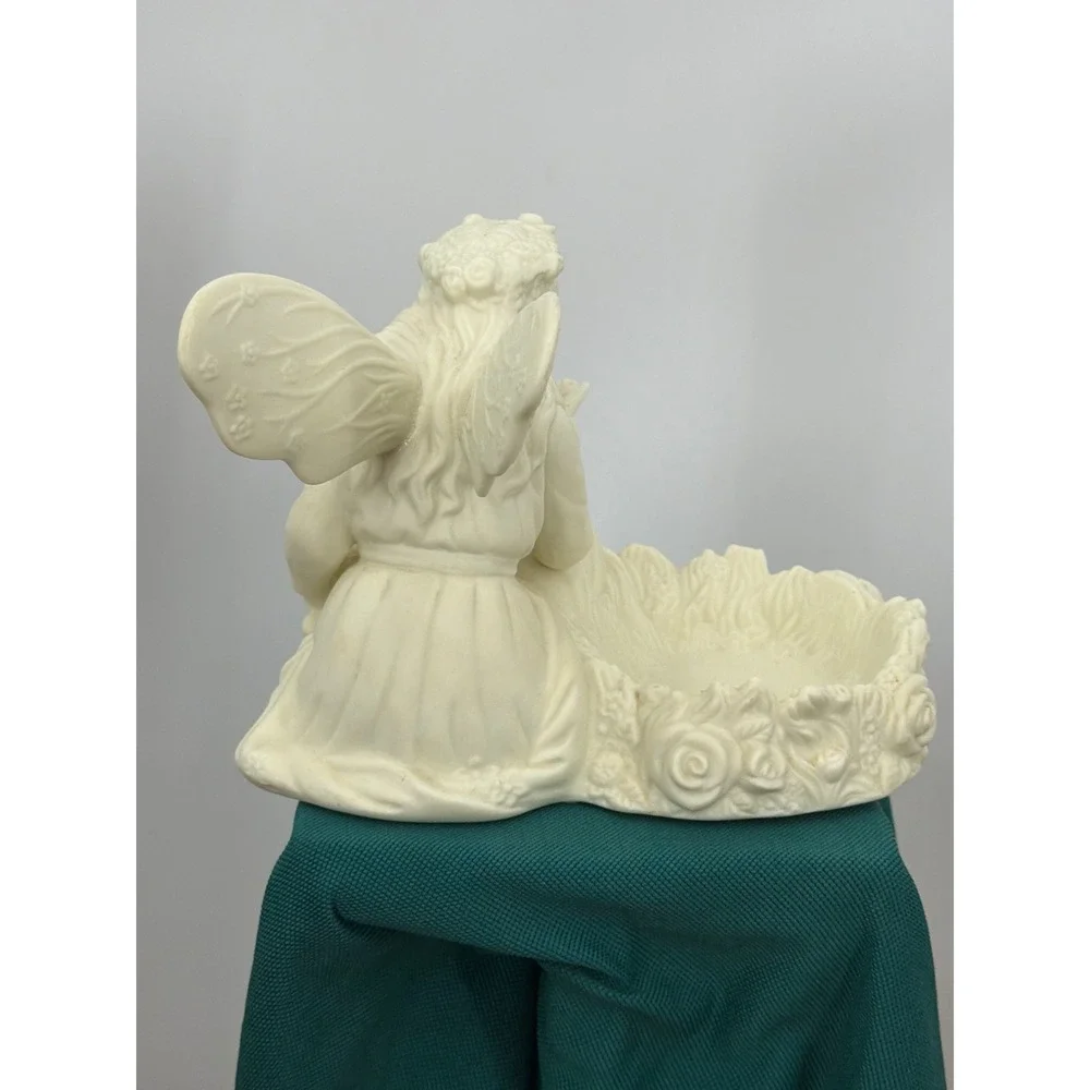 PartyLite Garden Fairy Candle Holder White Bisque Porcelain Rose Votive P7266